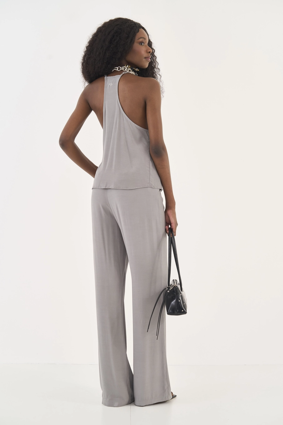 Blusa Solta Com Transpasse Cinza
