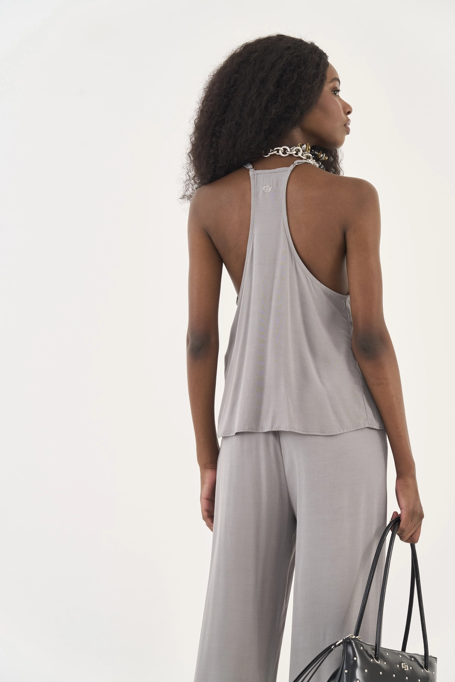 Blusa Solta Com Transpasse Cinza