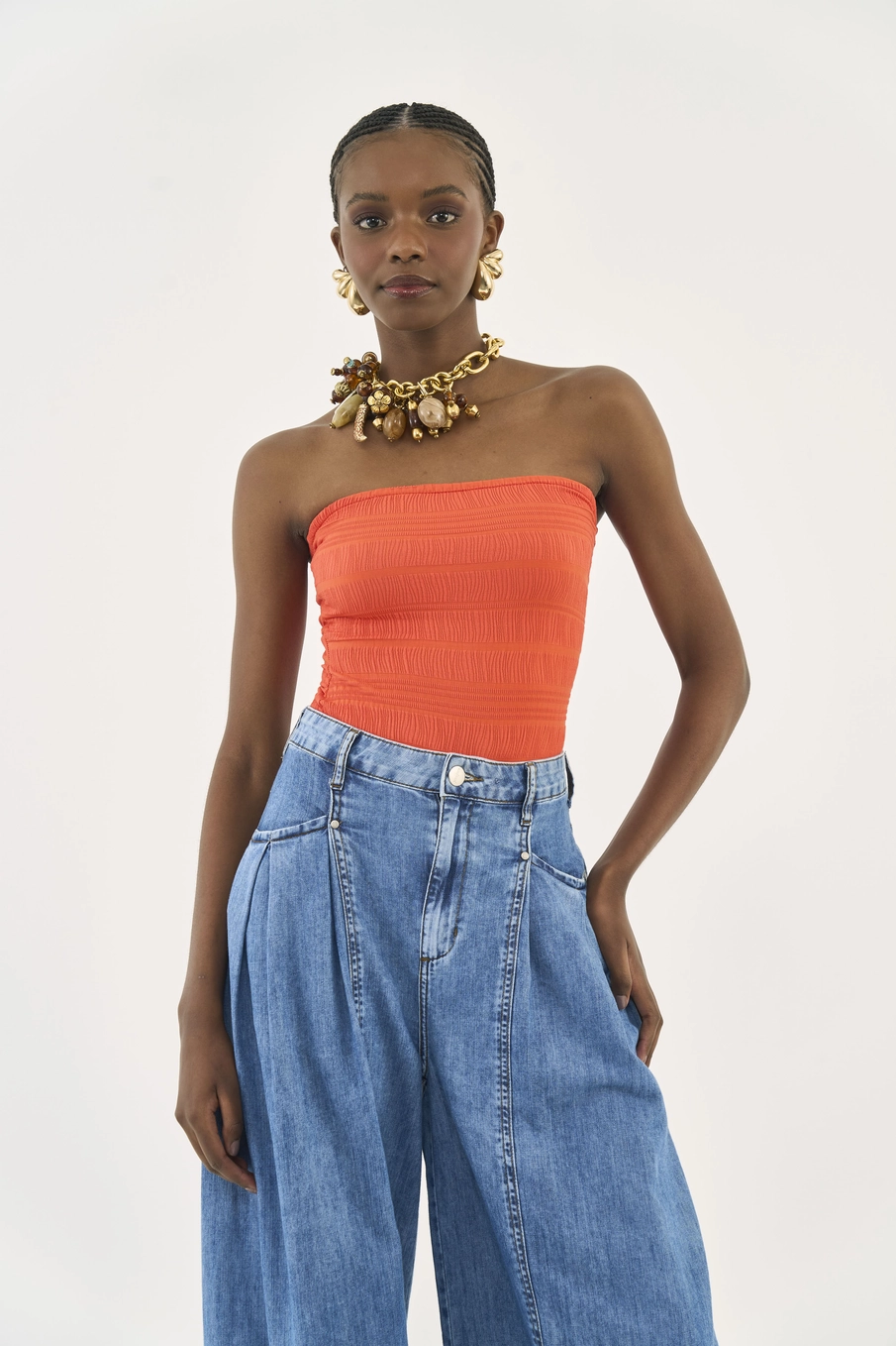 Blusa Slim Canelada Tomara Que Caia Laranja