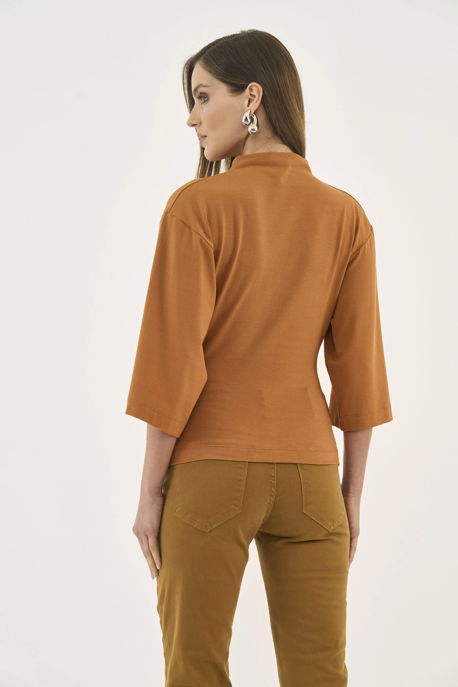 Blusa Loose Mangas Amplas Bege