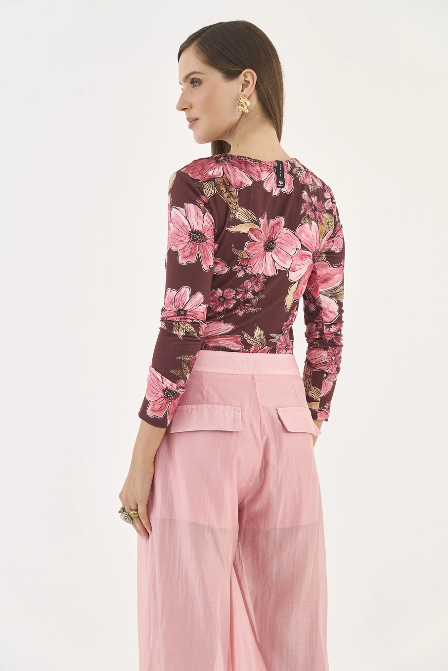 Blusa Slim Floral Manga Longa Estampados