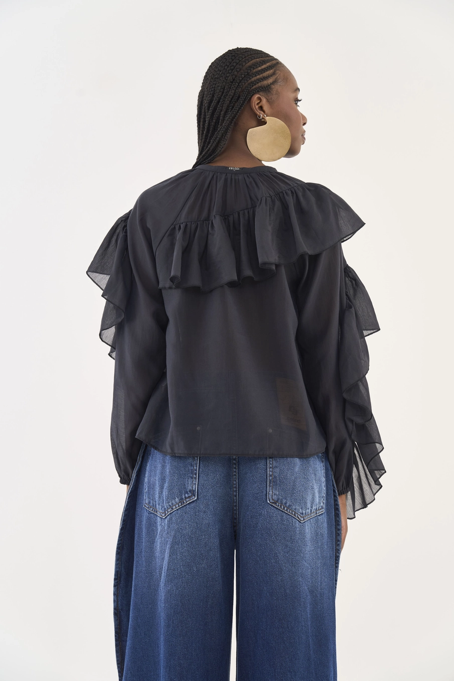 Blusa Comfort Com Babados Preto
