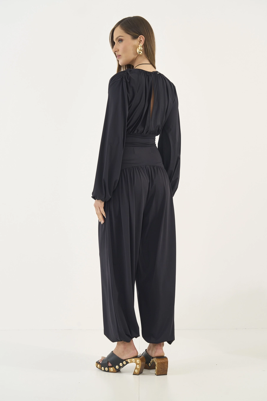 Blusa Acinturada Comfort Manga Longa Preto