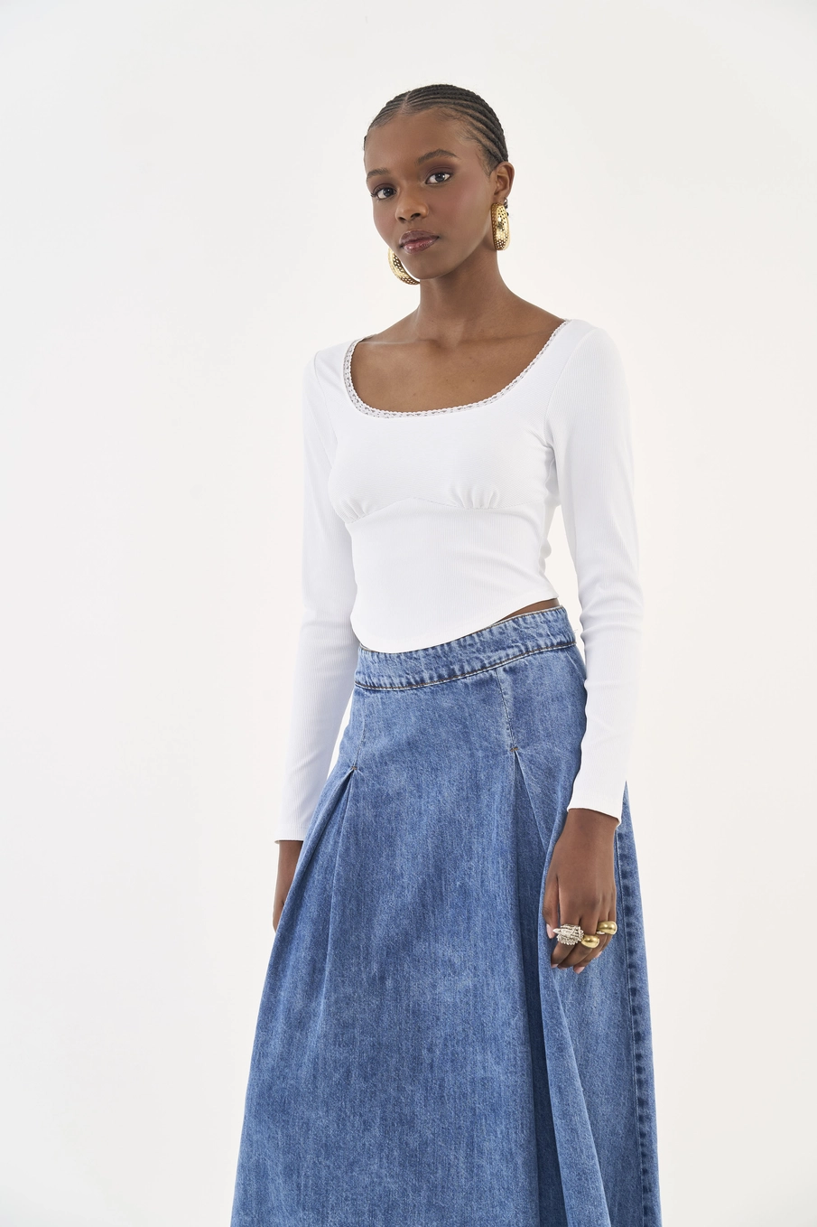 Blusa Slim Canelada Manga Longa Off Shell