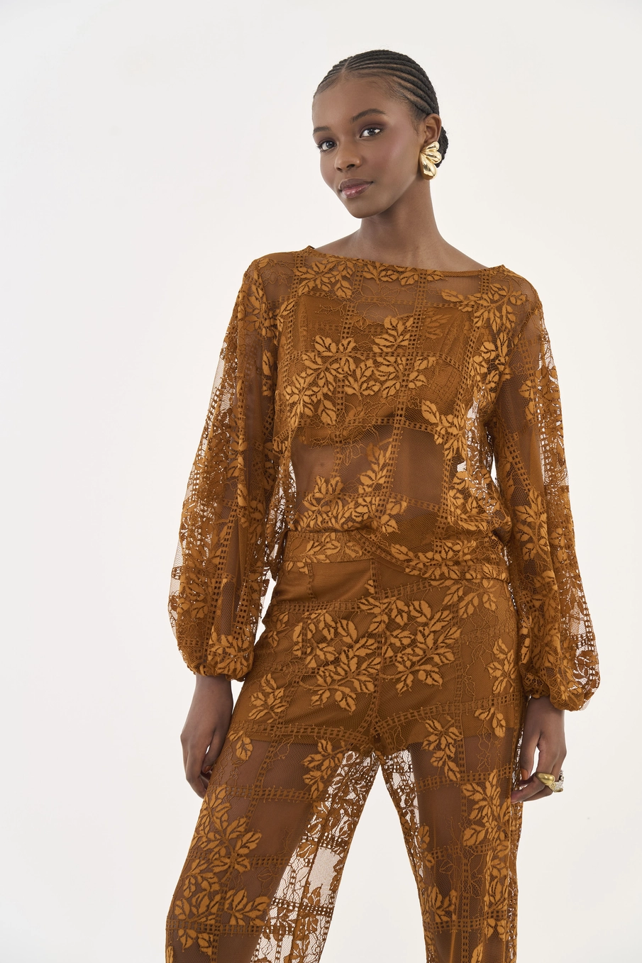 Blusa Renda Marrom