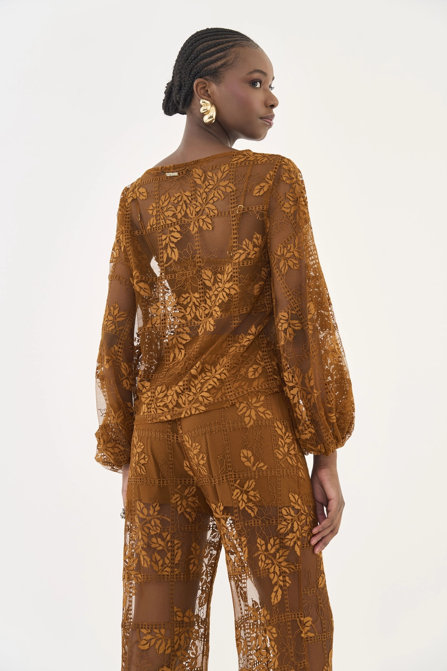 Blusa Renda Marrom