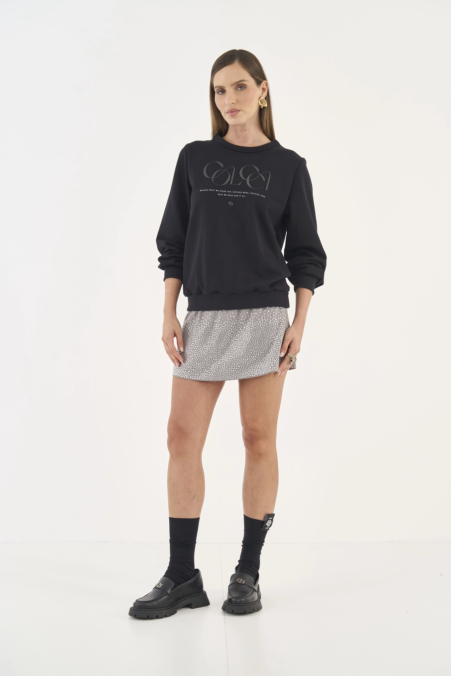 Blusão Moletom Comfort Com Estampa Em Logo Preto