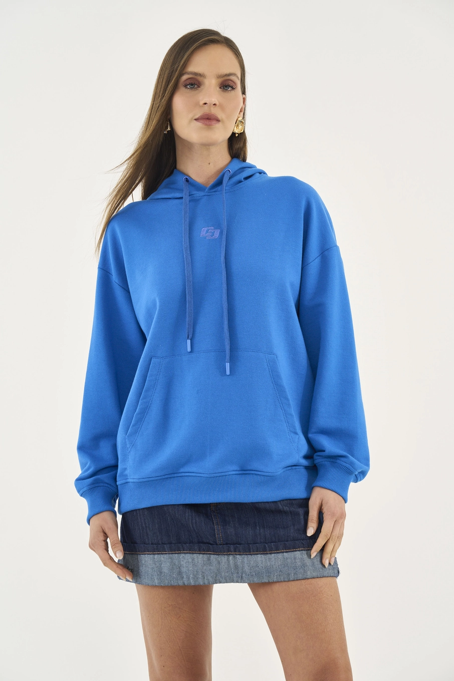 Blusão Moletom Comfort Com Capuz Azul