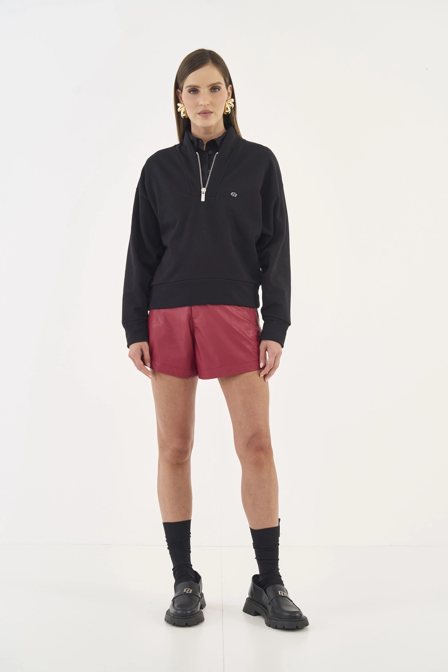 Blusão Moletom Comfort Gola Com Zíper Preto