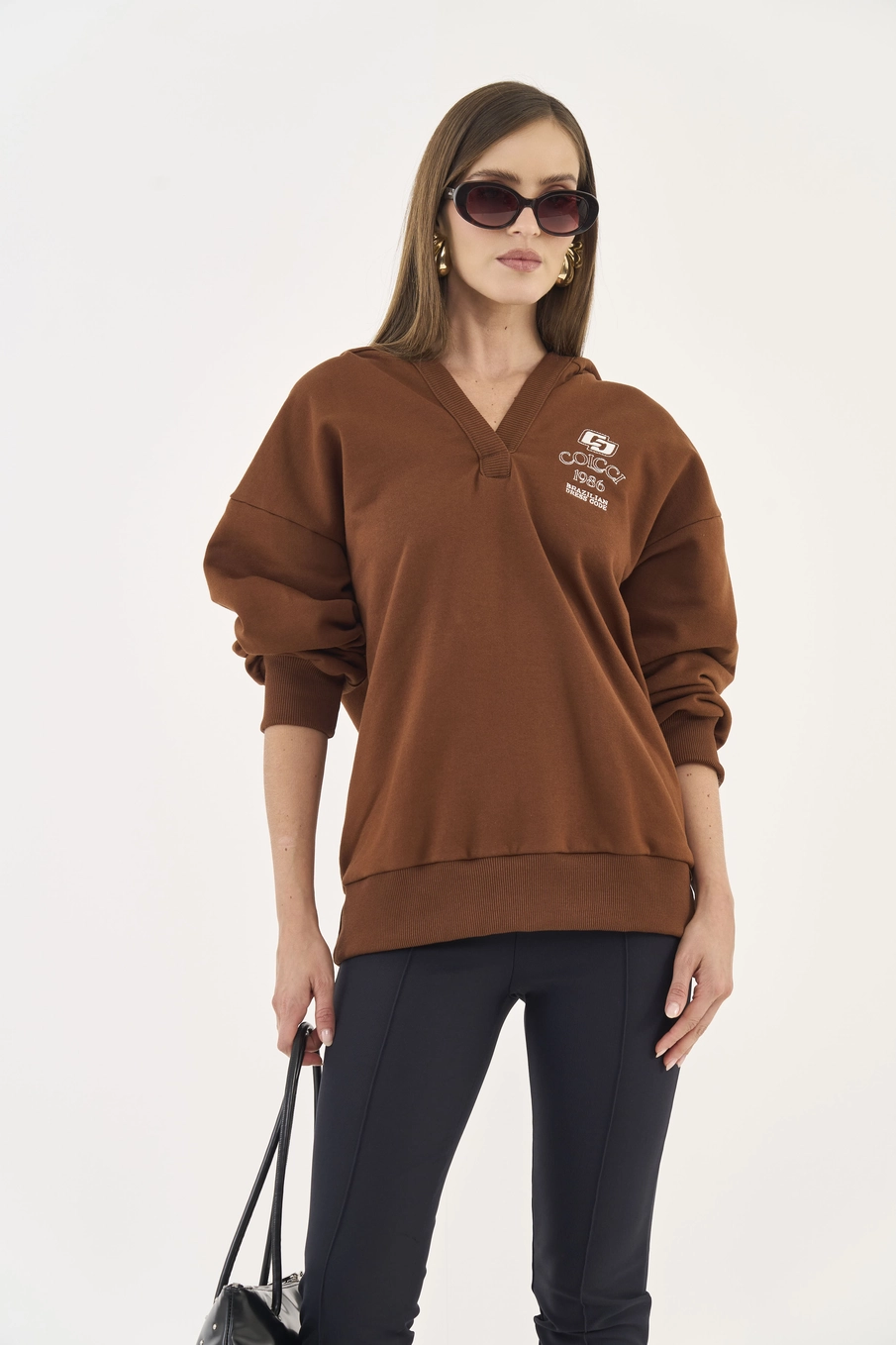 Blusão Moletom Comfort Com Capuz Marrom
