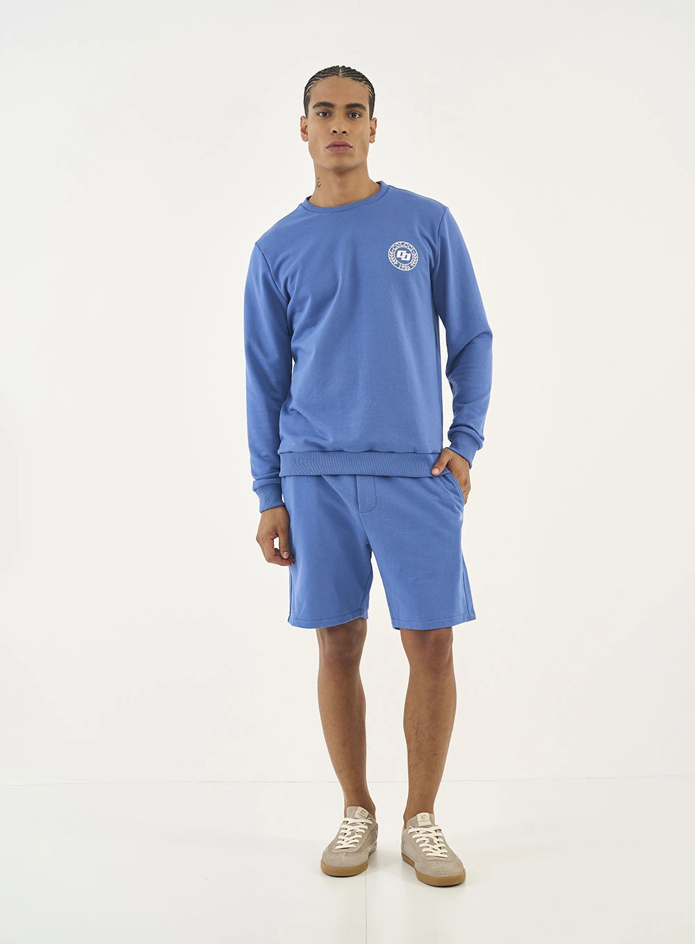 Blusão Slim Com Detalhe Em Estampa Azul