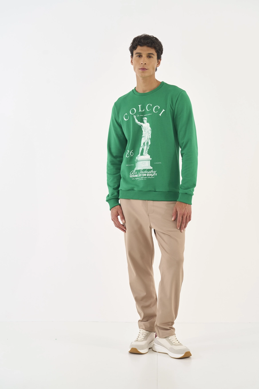 Blusão Moletom Slim Com Estampa Verde