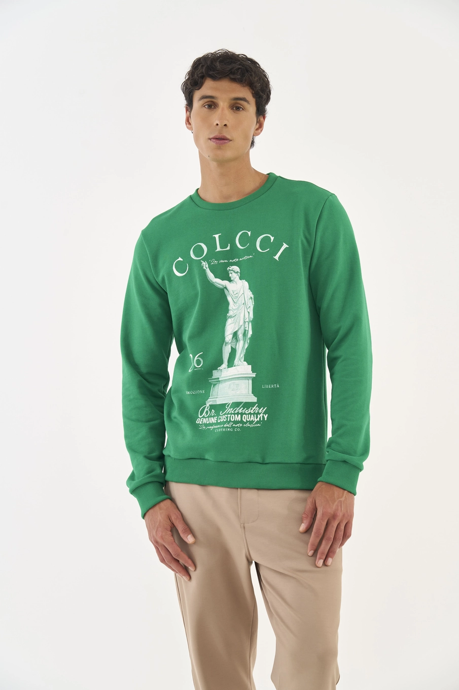 Blusão Moletom Slim Com Estampa Verde