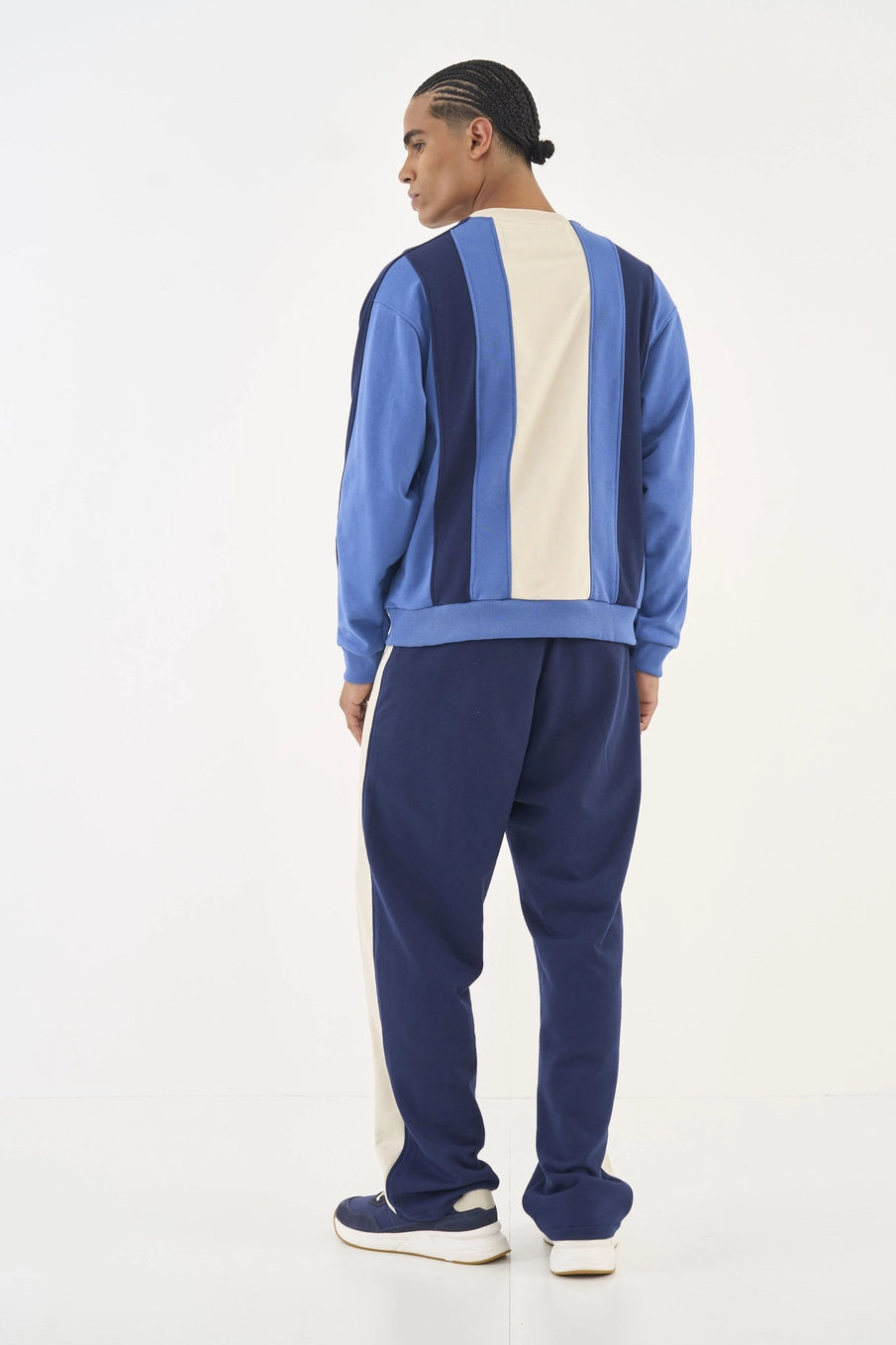 Blusão Moletom Com Listras Azul