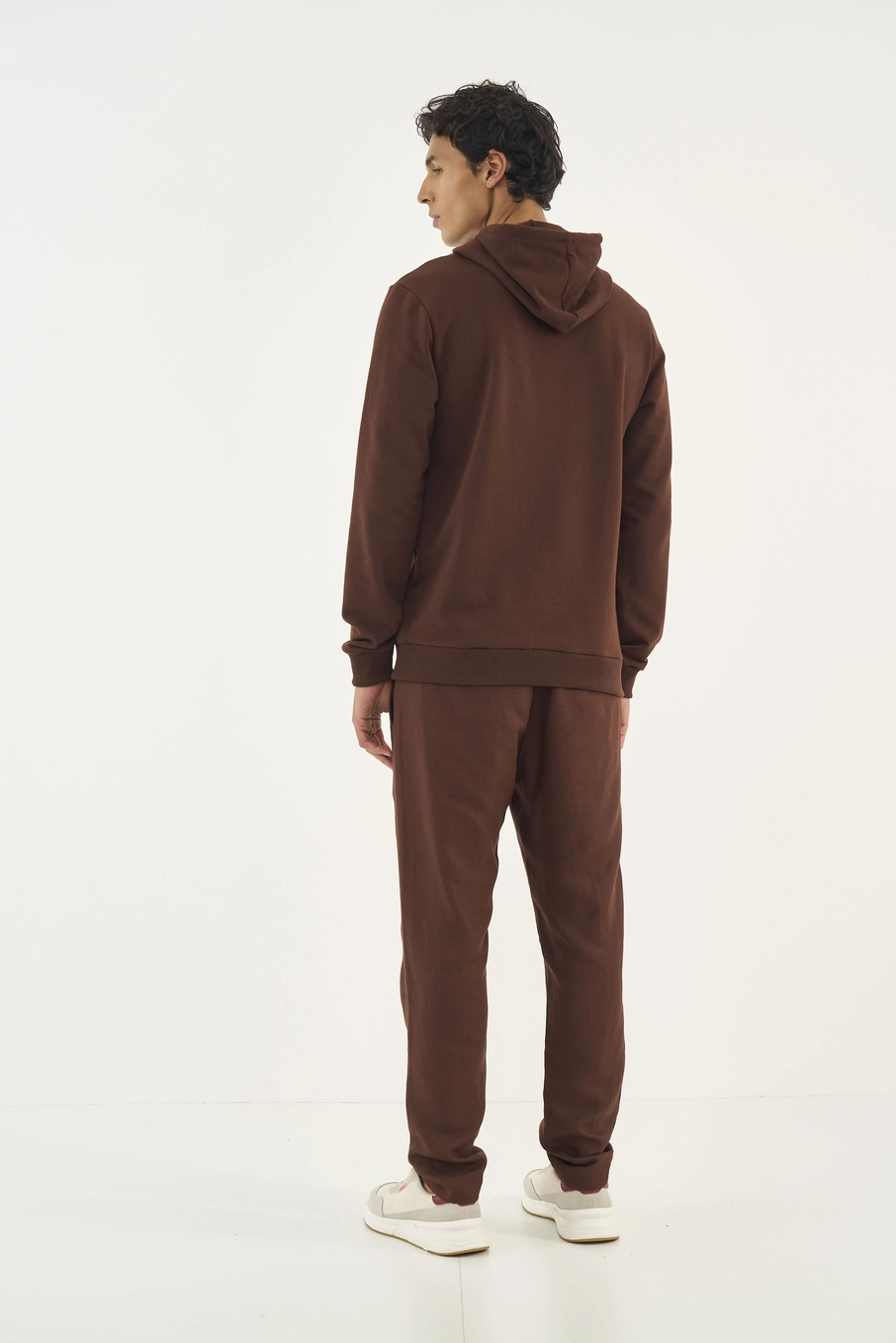 Blusão Comfort Com Capuz E Detalhe Em Estampa Marrom