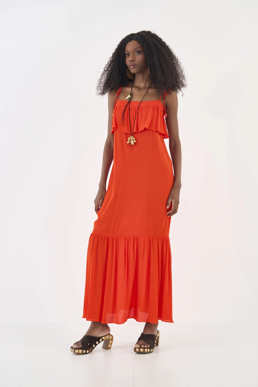 Vestido Tecido Plano  Feminino Colcci Laranja