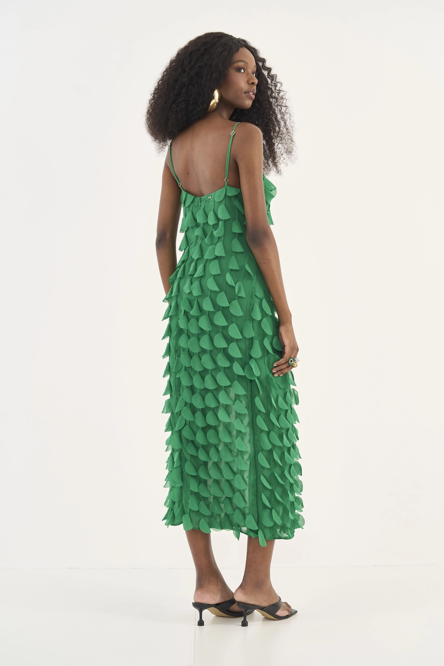 Vestido Midi Comfort Com Aplicação Verde Vanity