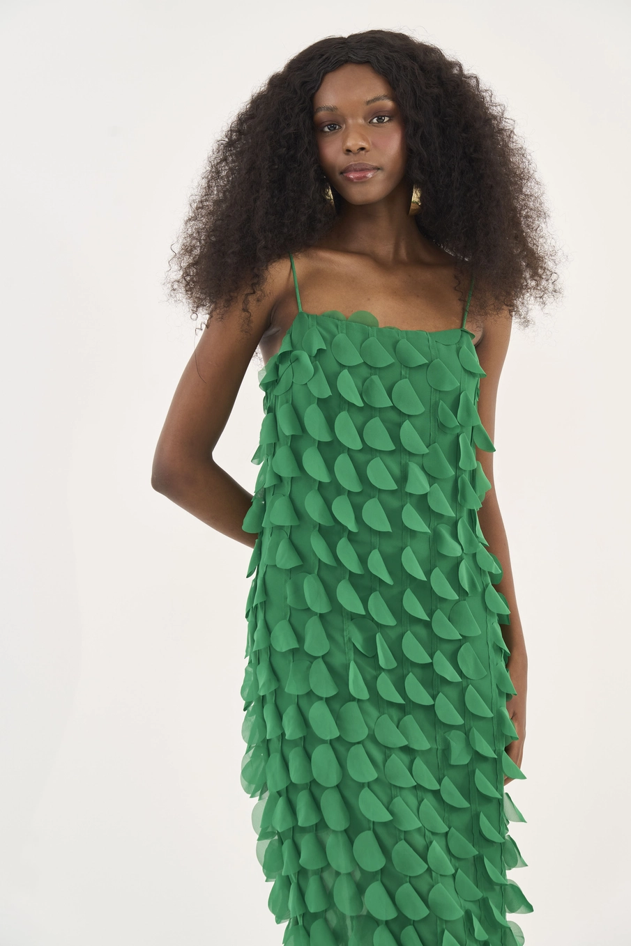 Vestido Midi Comfort Com Aplicação Verde Vanity