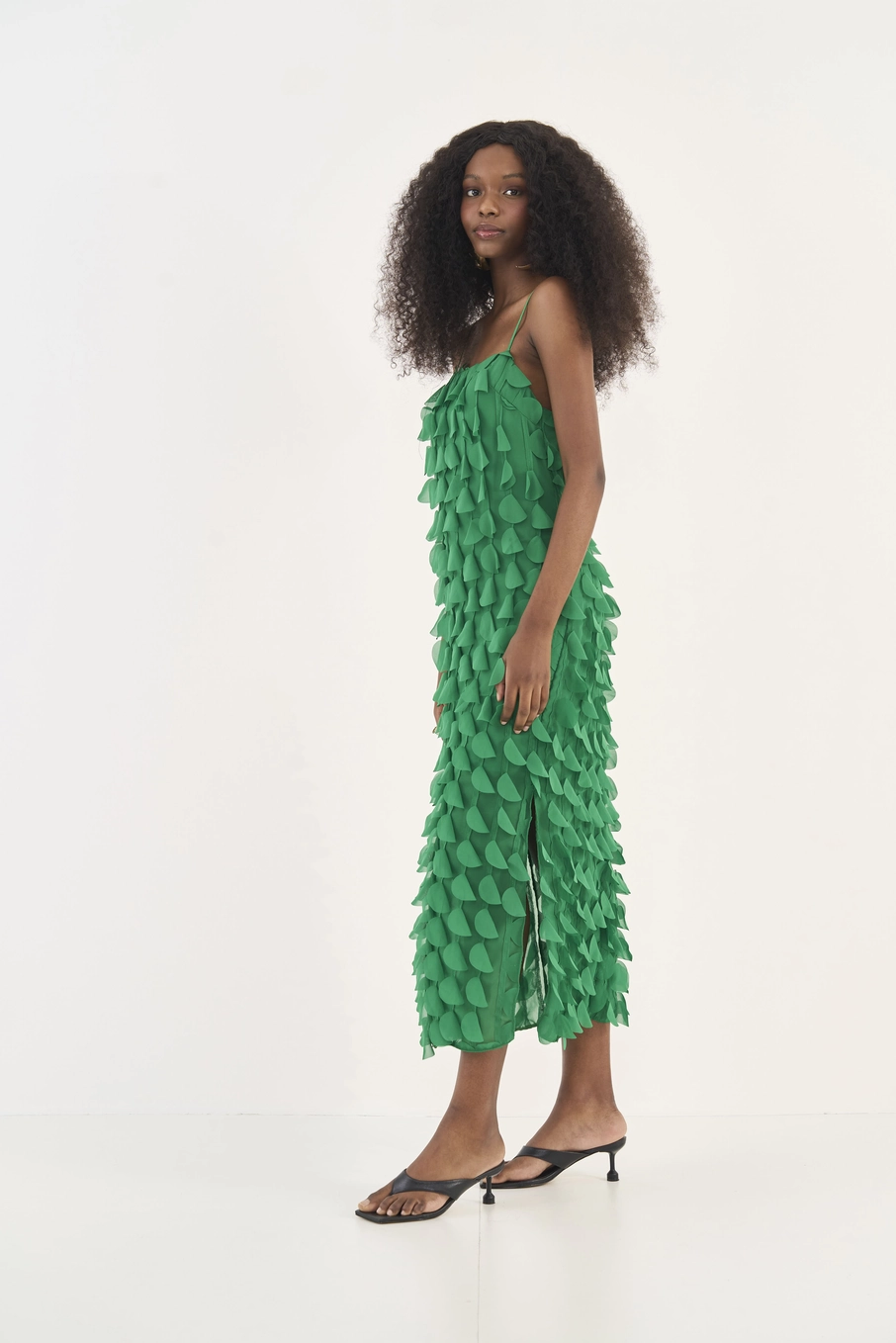 Vestido Midi Comfort Com Aplicação Verde Vanity