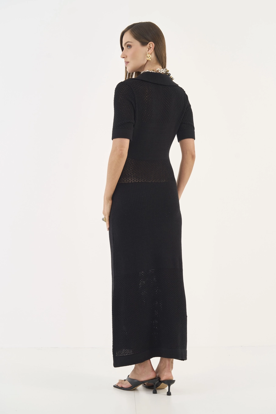 Vestido Midi Comfort Em Tricô Preto