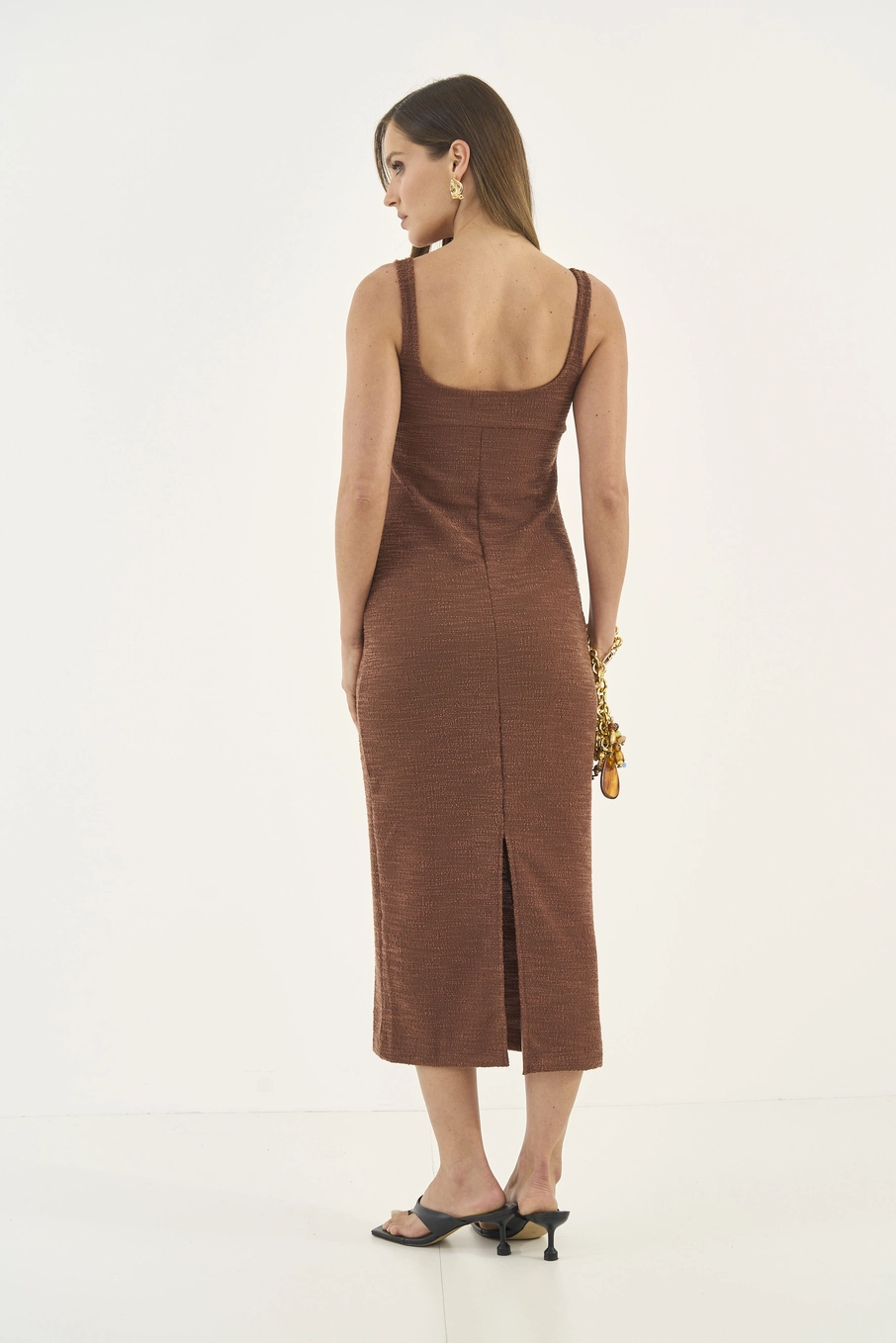 Vestido Malha  Feminino Colcci Marrom