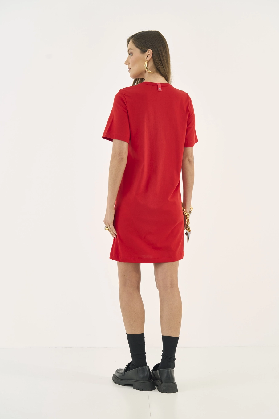 Vestido T-shirt Com Estampa Vermelho