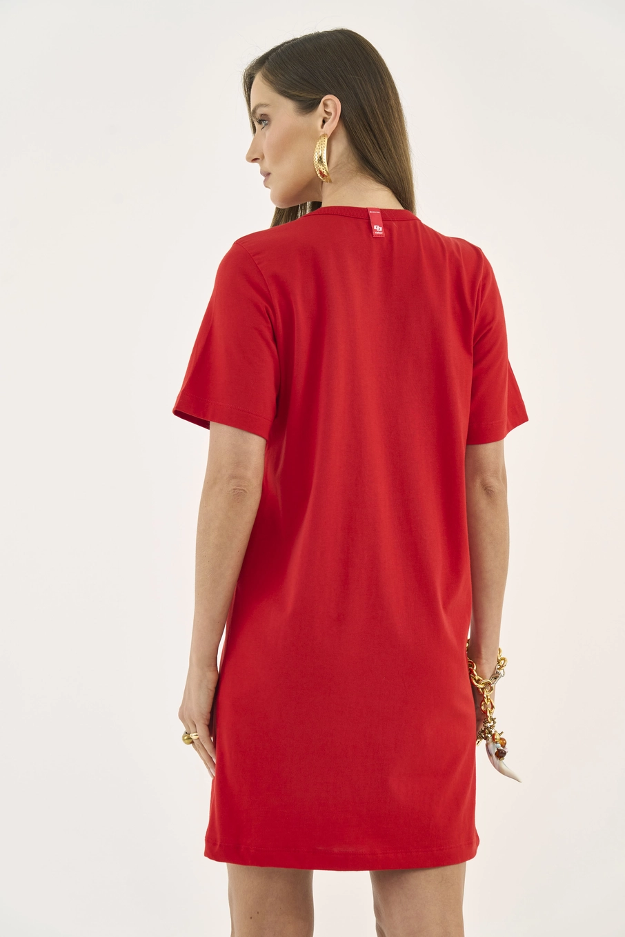 Vestido T-shirt Com Estampa Vermelho