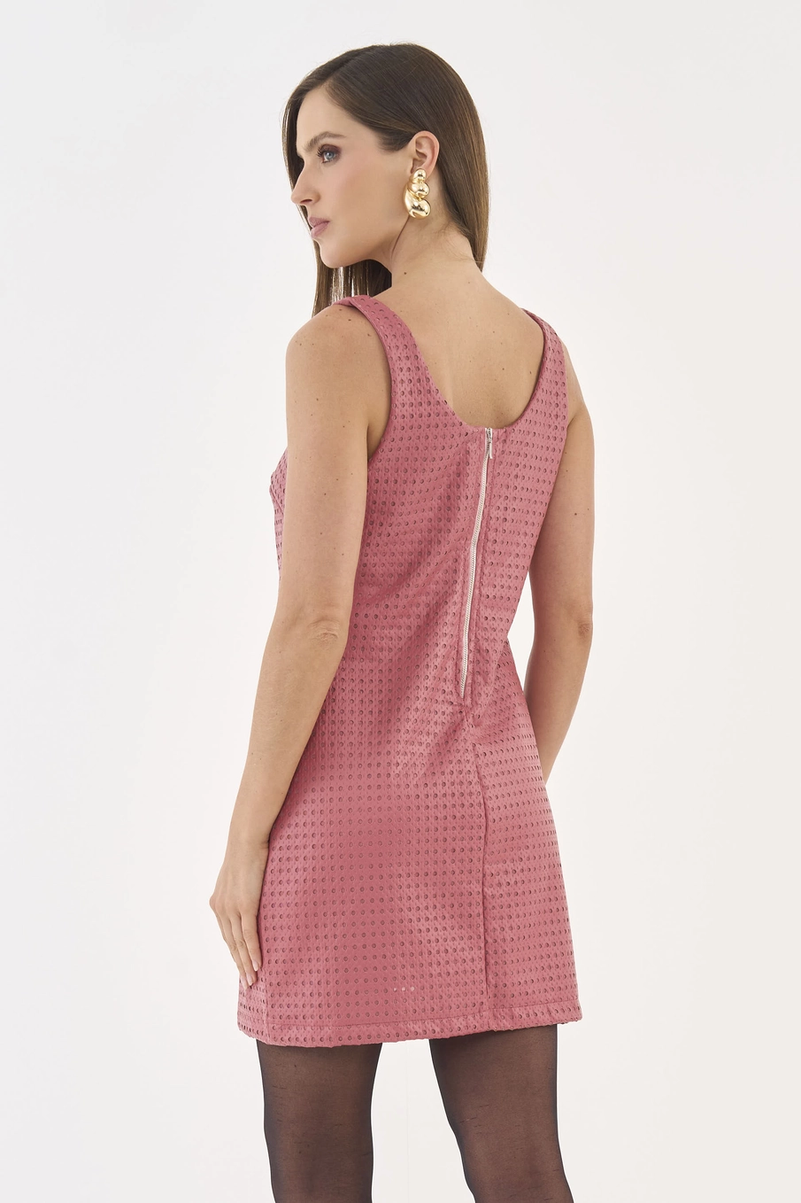 Vestido Justo Em Pu Rosa