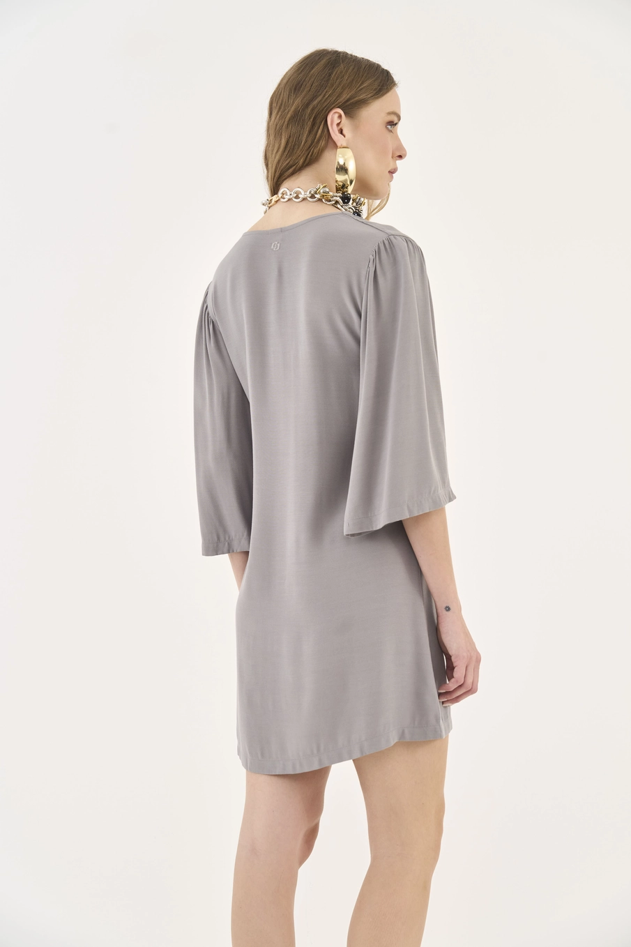 Vestido Comfort Solto Cinza