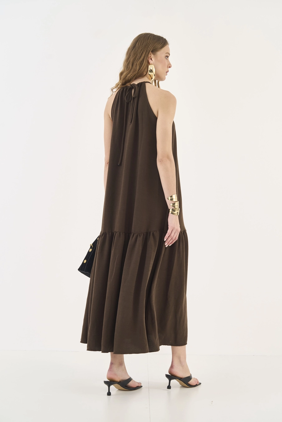 Vestido Midi Solto Marrom