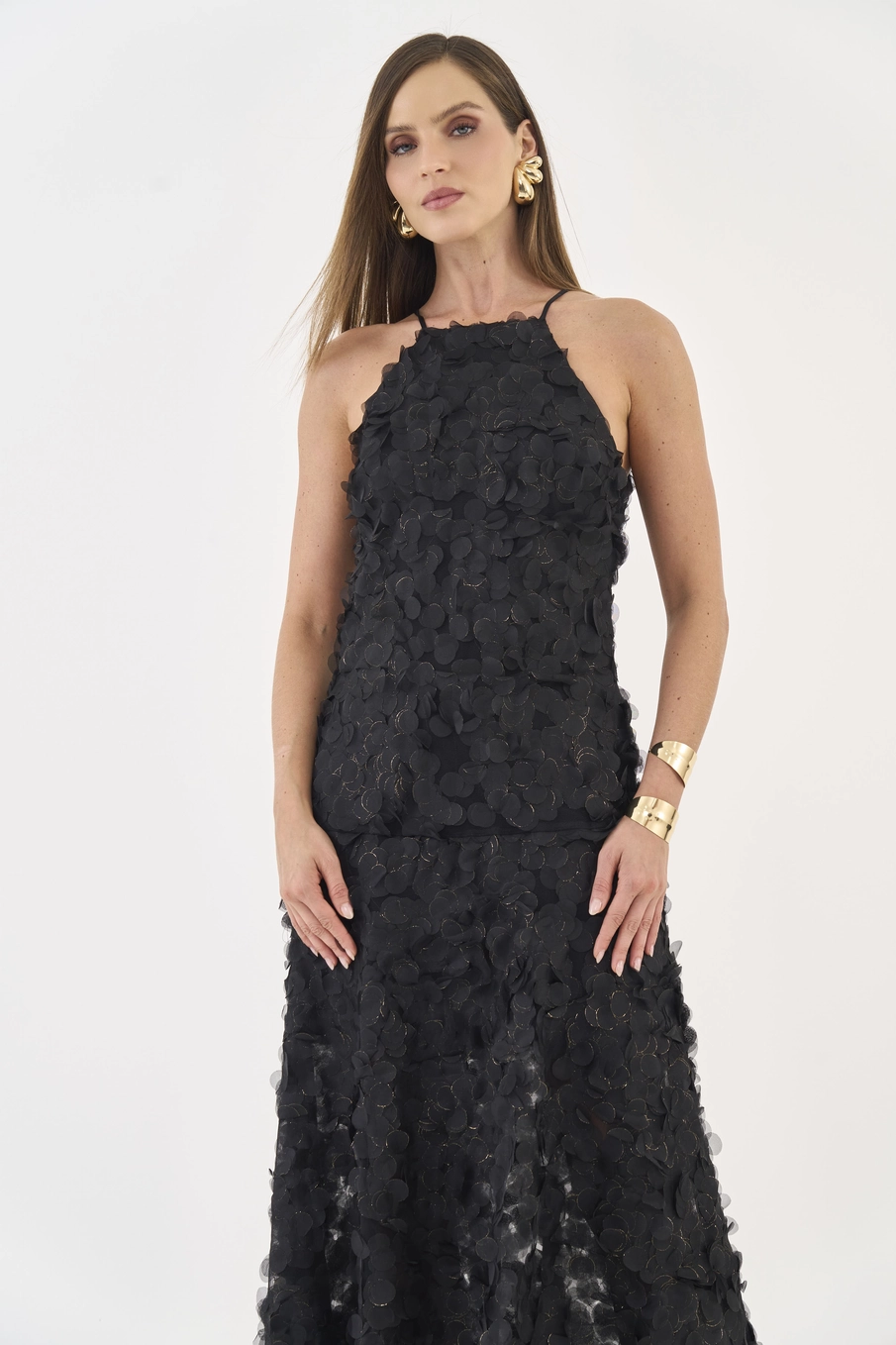 Vestido Comfort Tule Midi Preto