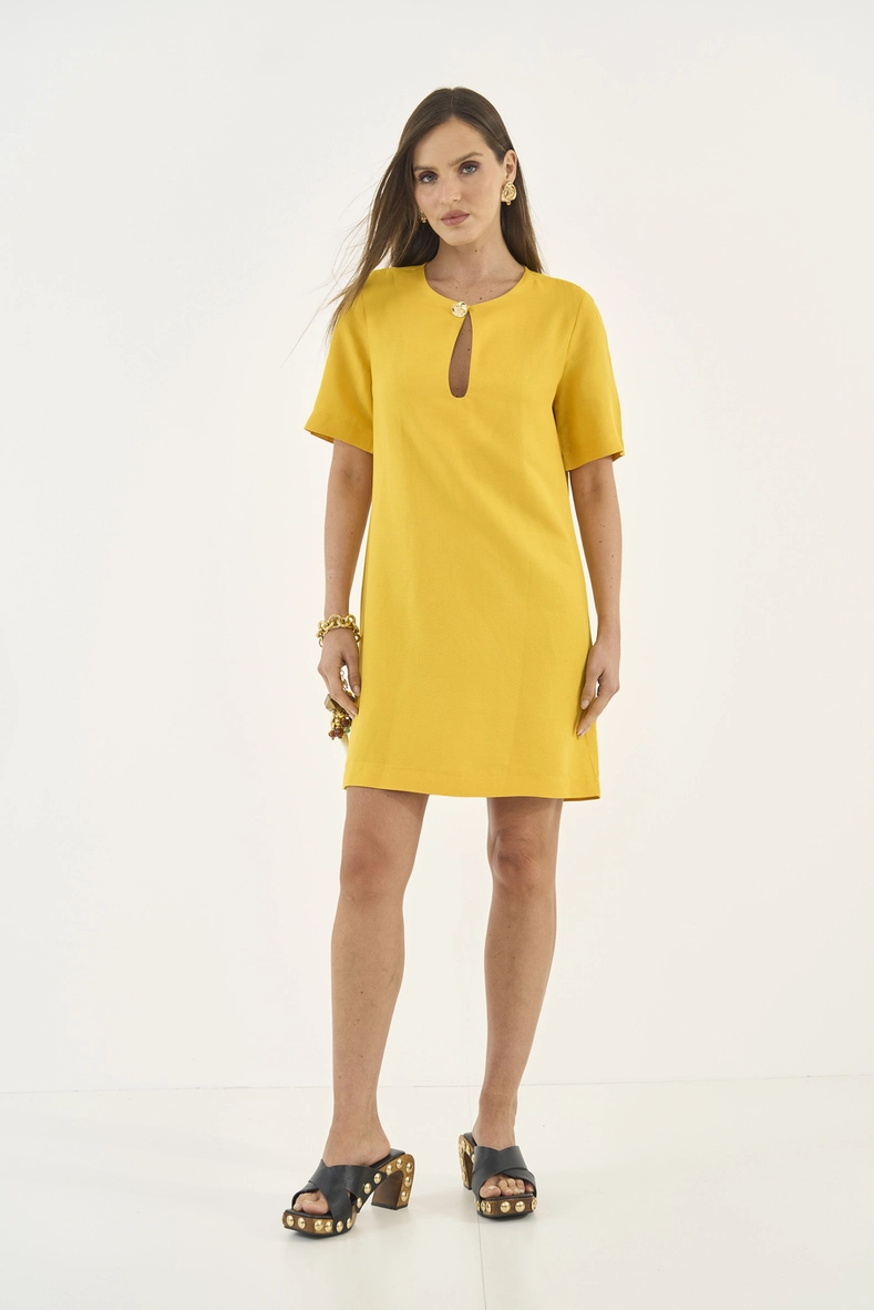 Vestido Comfort Amplo Com Linho