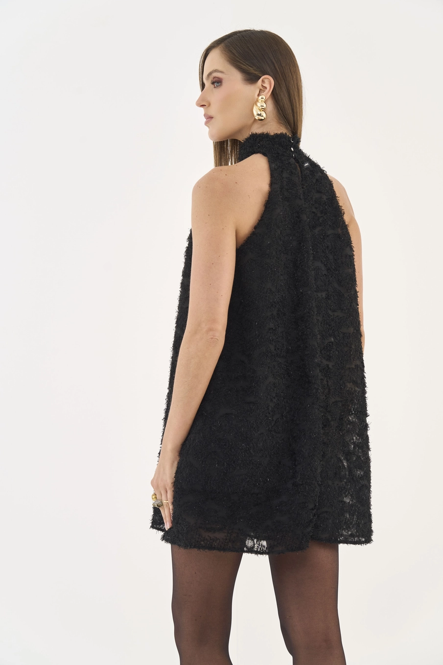 Vestido Amplo Com Brilho Preto