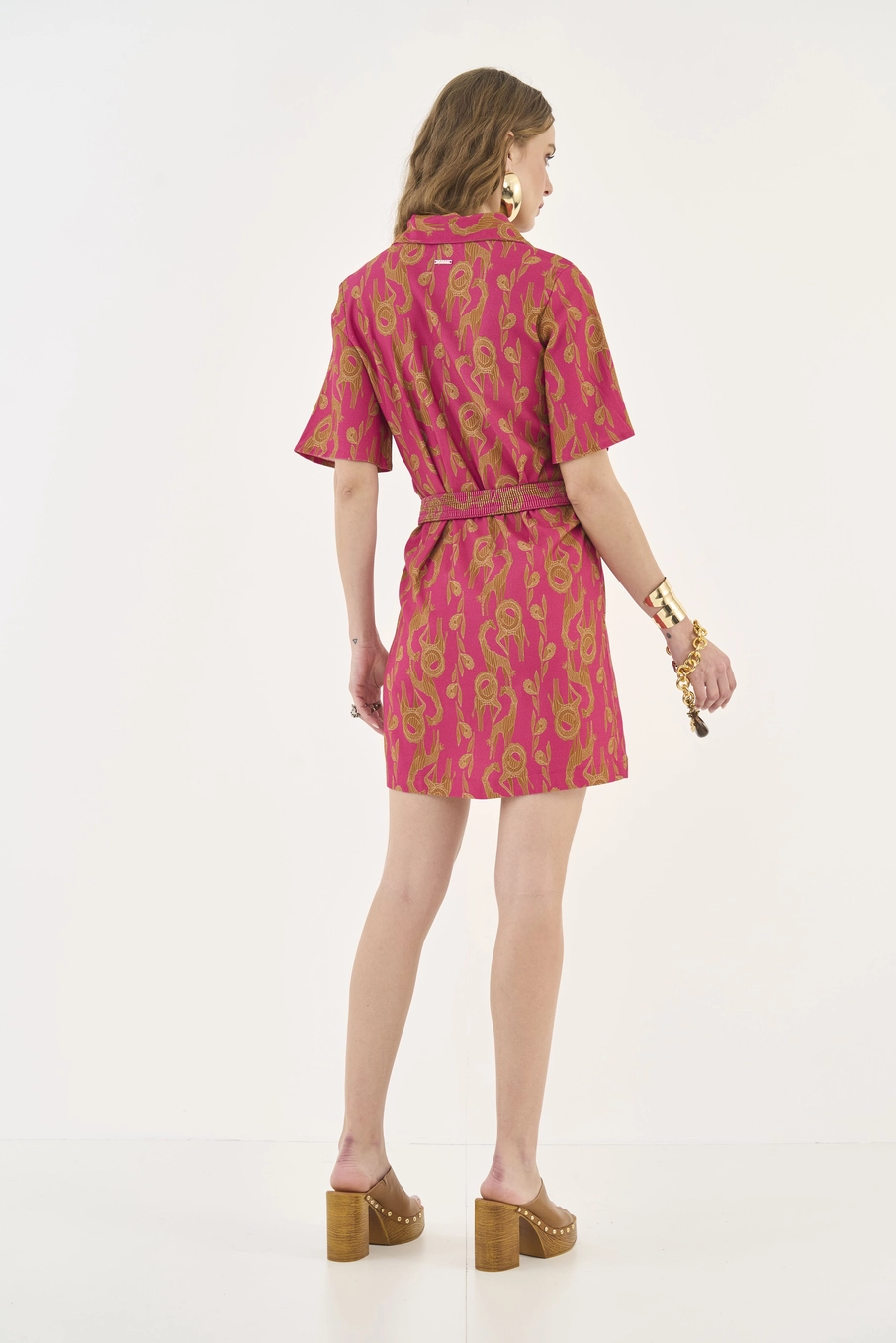 Vestido Comfort Estampado Com Cinto Estampados