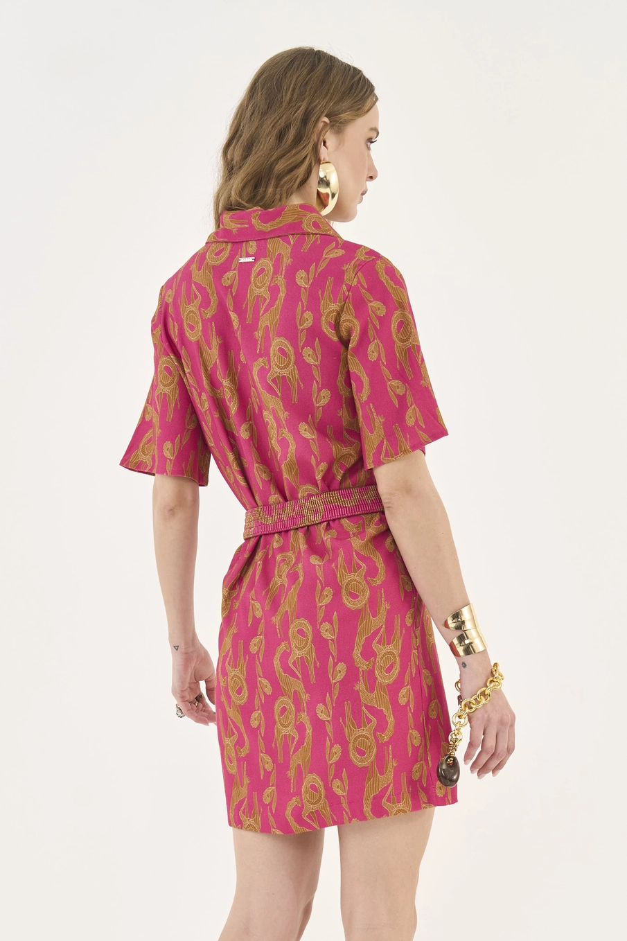 Vestido Comfort Estampado Com Cinto Estampados