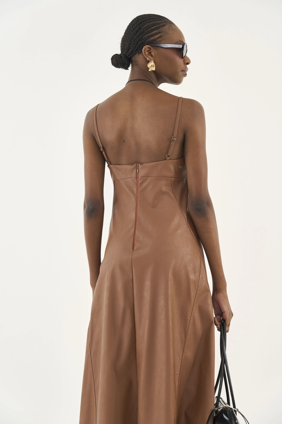 Vestido Midi Alfaiataria Marrom