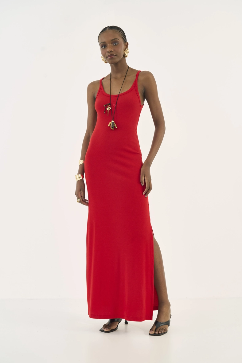Vestido Longo Comfort Com Fenda