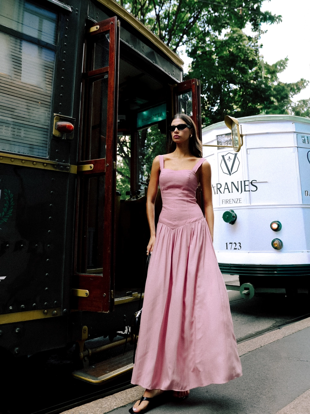 Vestido Fluido Com Linho Rosa