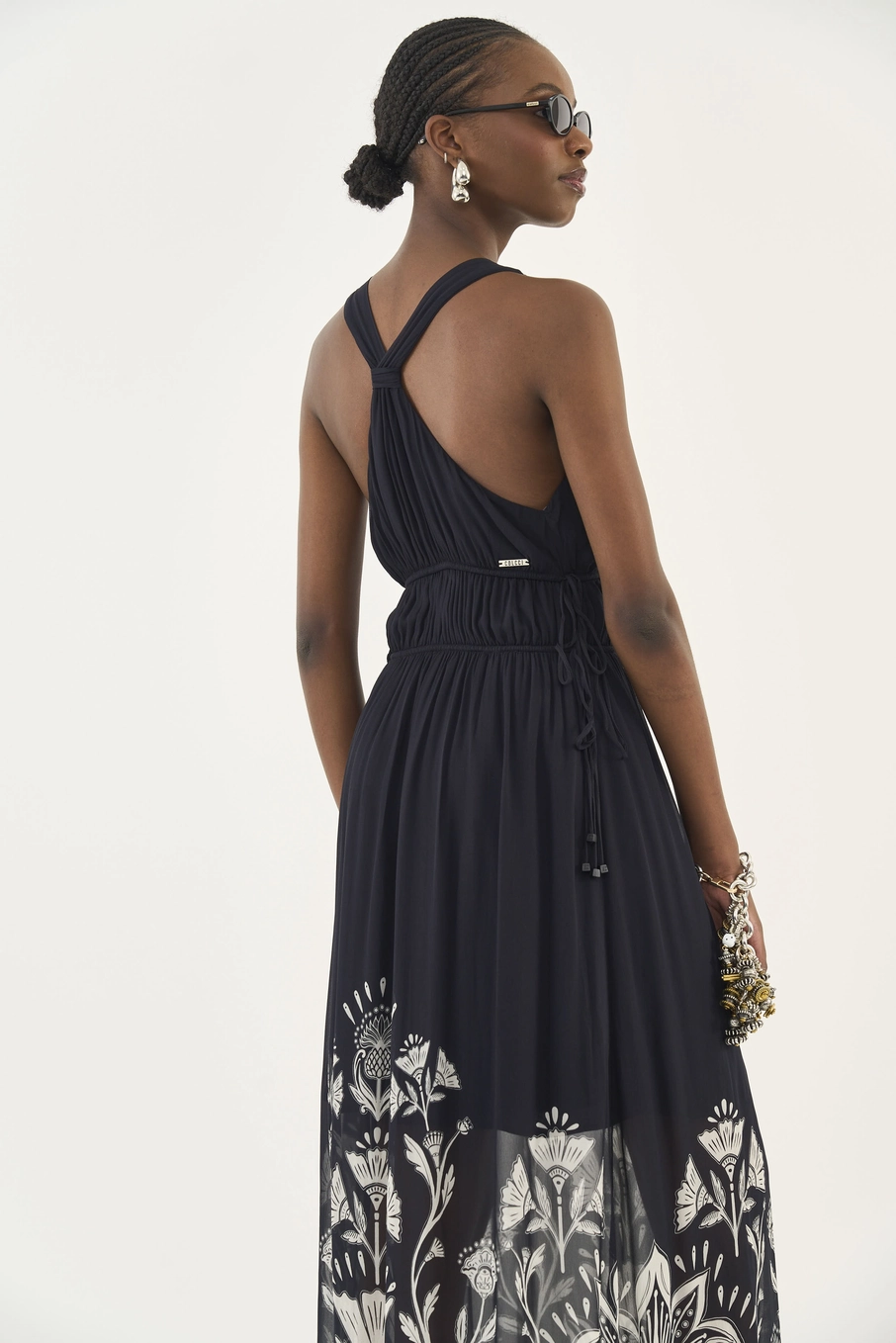 Vestido Longo Estampado Acinturado Estampados