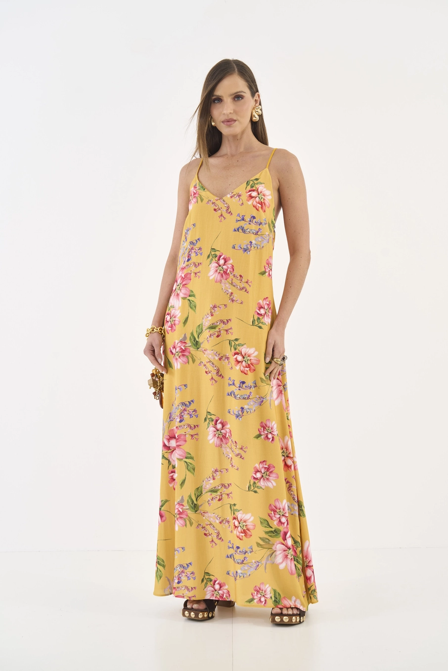 Vestido Alongado Floral Estampados