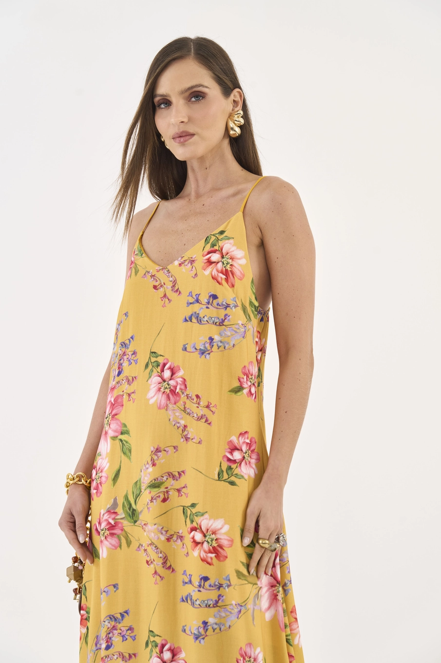 Vestido Alongado Floral Estampados