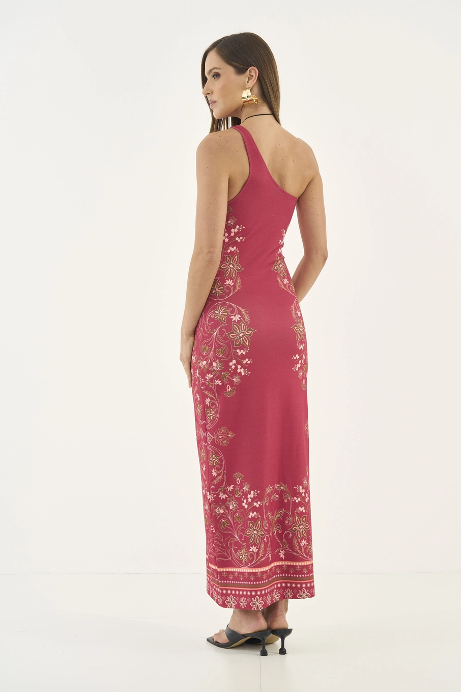 Vestido Slim Estampado Uma Alça Estampados
