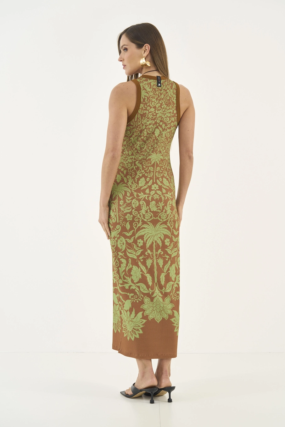 Vestido Midi Slim Canelado Estampados