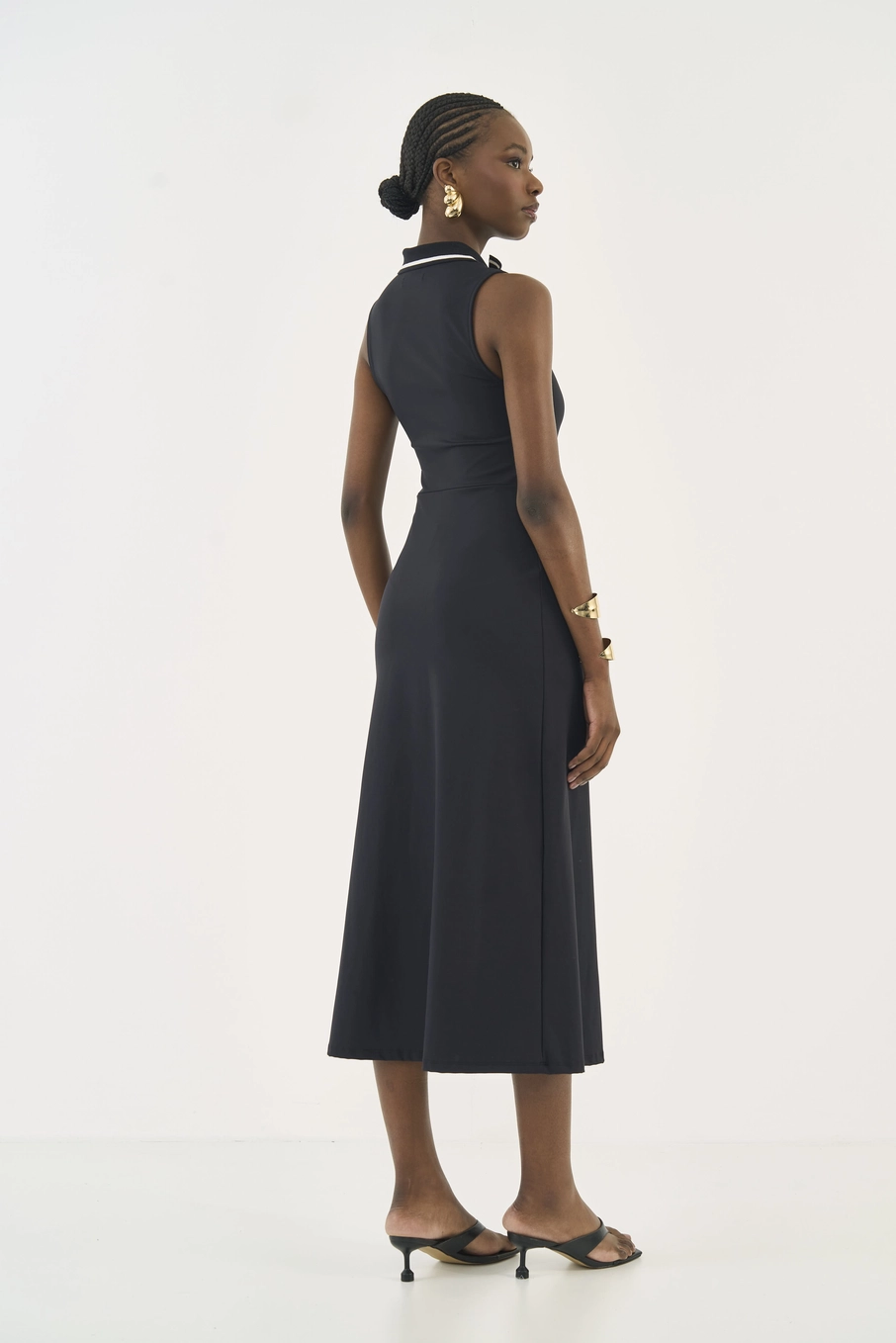 Vestido Midi Comfort Com Fecho Em Zíper Preto