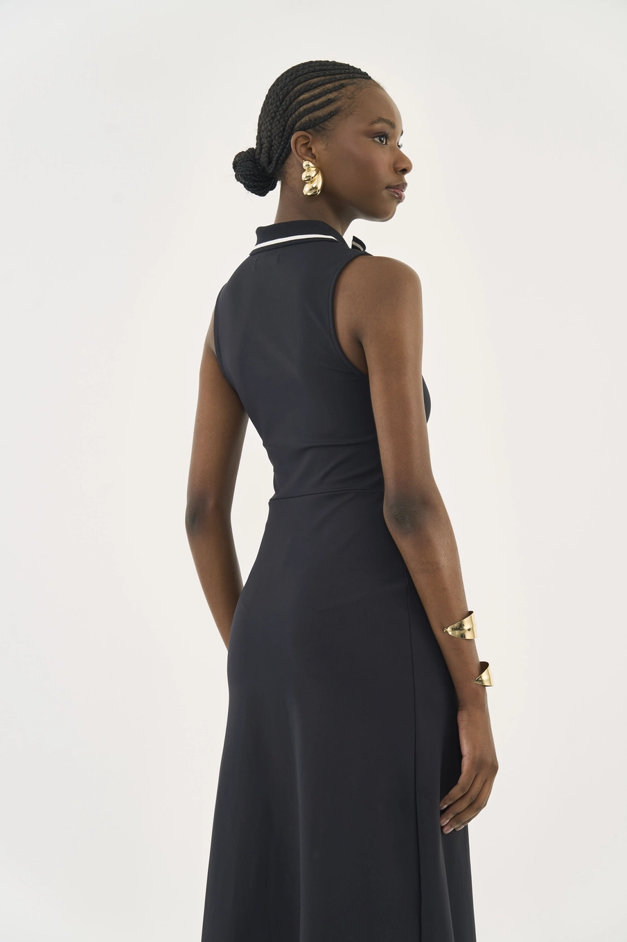 Vestido Midi Comfort Com Fecho Em Zíper Preto