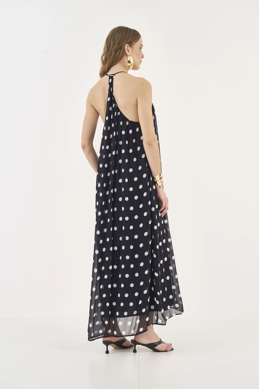 Vestido Midi Fluido Poá Estampados