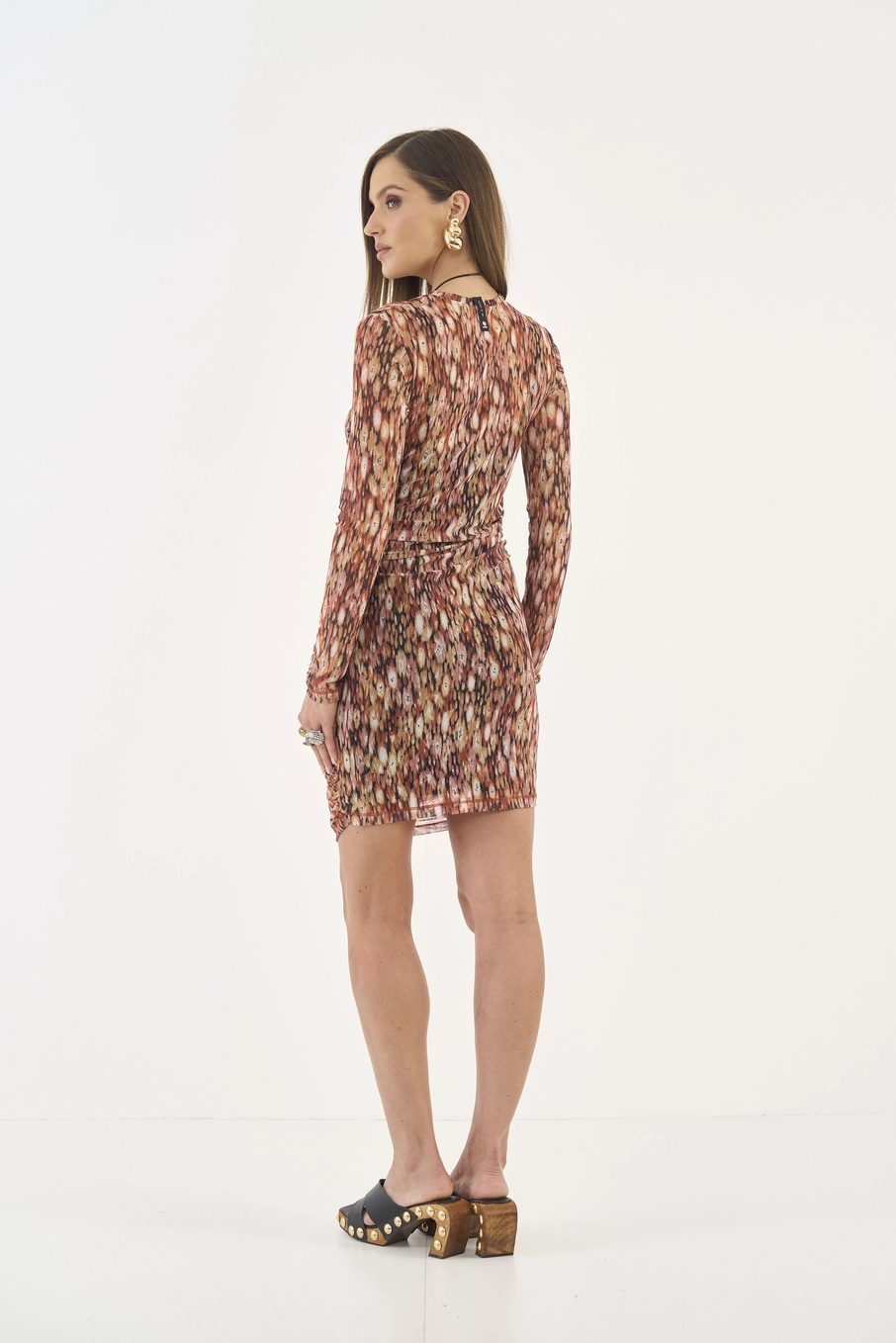 Vestido Slim Estampado Com Franzido Lateral Estampados