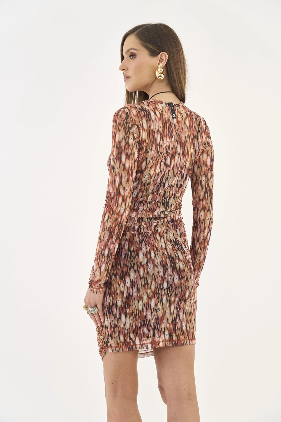 Vestido Slim Estampado Com Franzido Lateral Estampados
