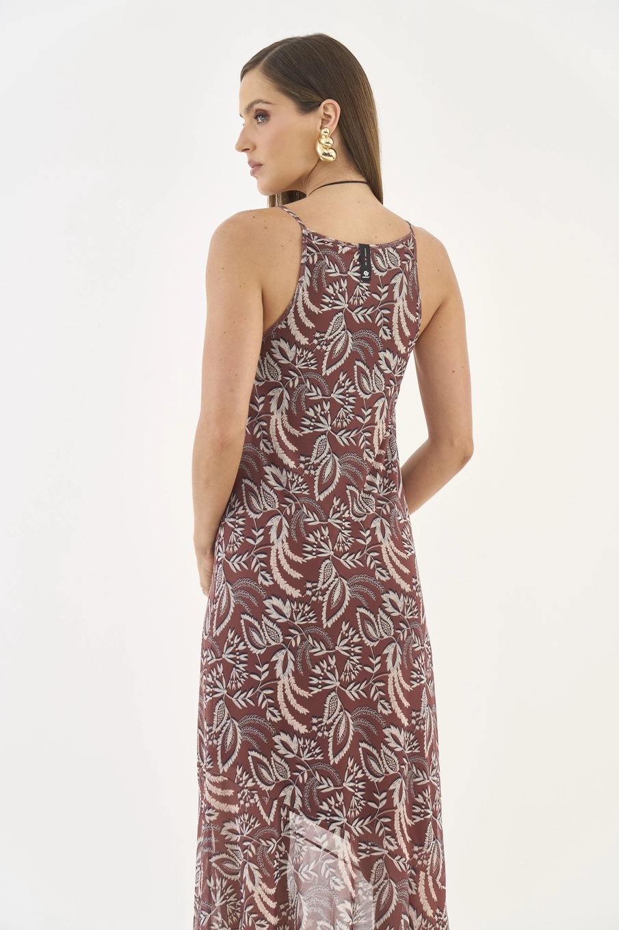 Vestido Longo Em Tule Estampado Estampados
