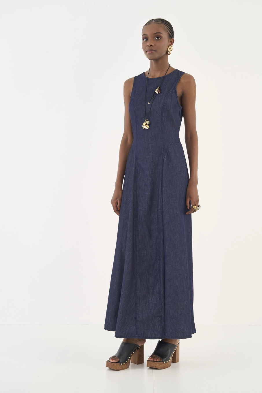 Vestido Jeans Longo Acinturado Índigo